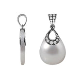 Sterling Silver Pendant With Teardrop Shape Mother Of Pearl And Dot Pattern Design